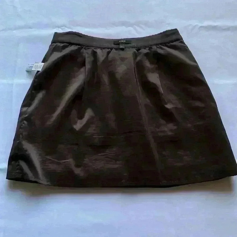 EUC J Crew Black Label Y2K 90s Lambs Wool Mini Skirt Plaid Preppy Brown Sz 6 - Picture 5 of 12